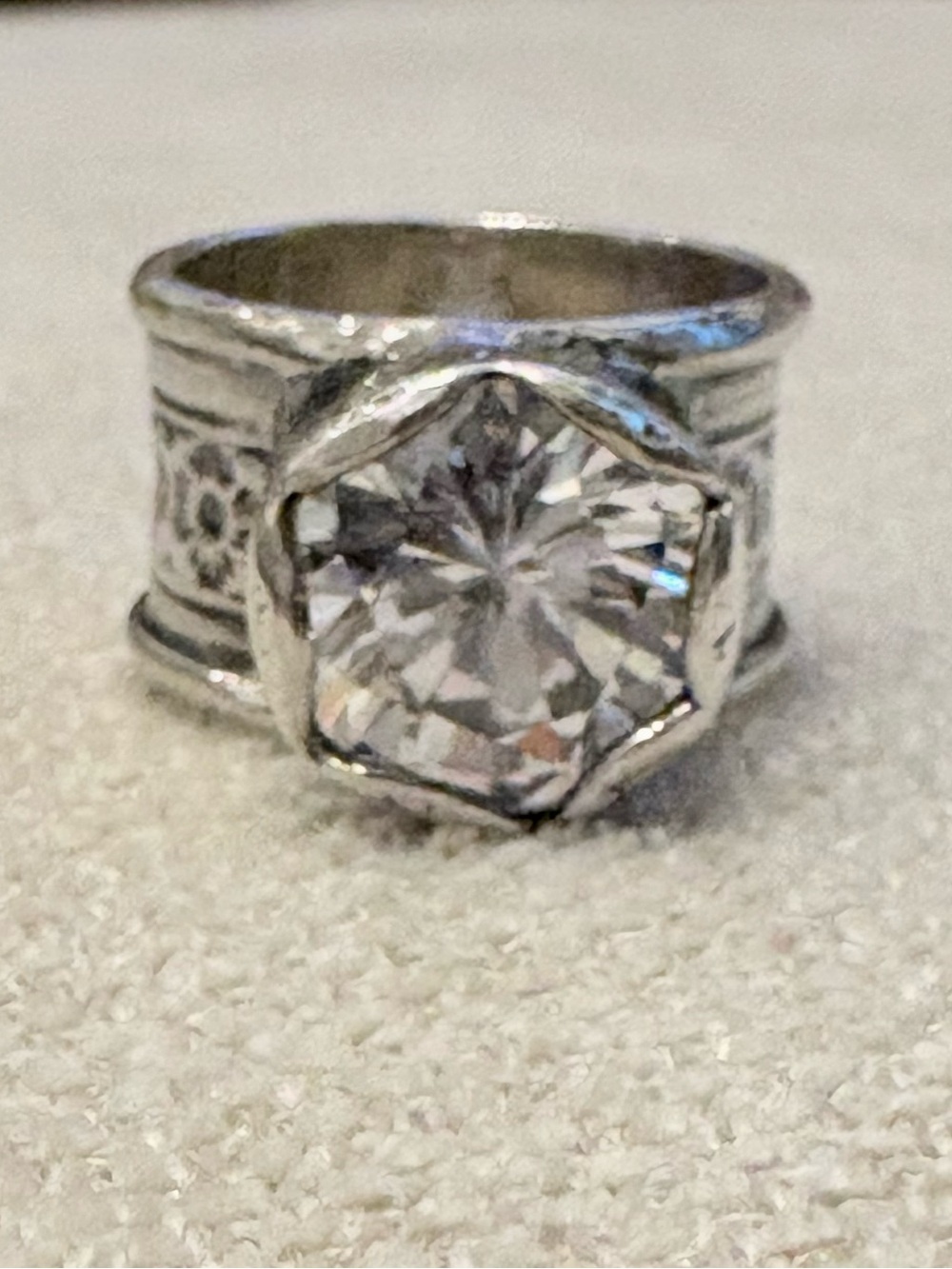 Silpada Sterling Silver Cubic Zirconia "Queen For A Day" Ring, R2208, Size 7.5